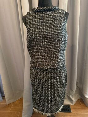 BRAND NEW! eva mendes for New York & Company Black and White Tweed Pencil Skirt